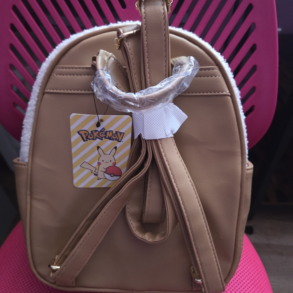 Pokemon Pichachu Cute Cream and Tan Backpack with Pikachu Design - Picture 3 of 3